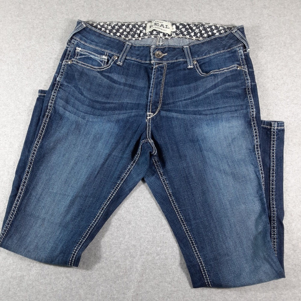 Ariat Real Skinny Ella Mid Rise Jeans Celestial Dark Wash Women 34x 29 Stretch
